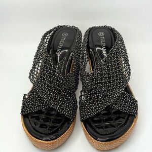 Black Tulipano Mesh Wedges – Womens Size 9